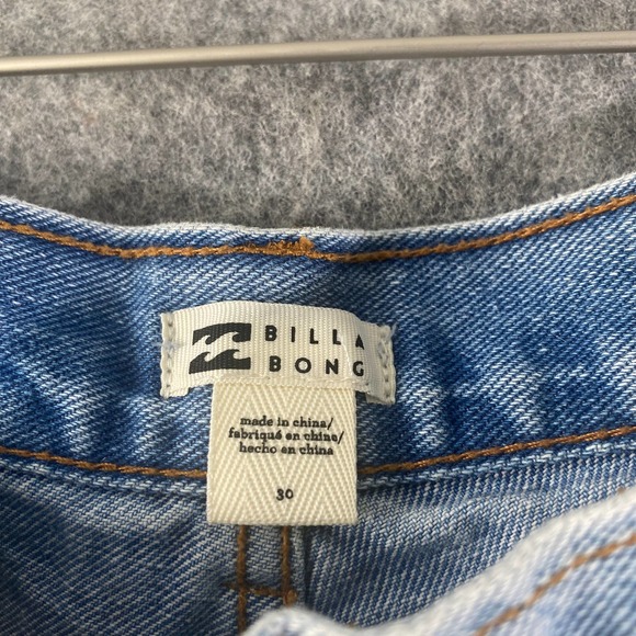 Billabong Denim Shorts 30 Blue High Rise Drift Away Jean Cutoff Distressed - Picture 12 of 16